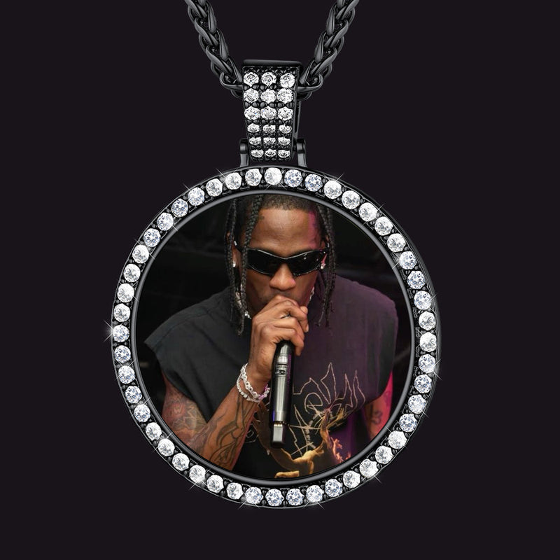 Personalized Large Picture Circle Necklace Memorial Photo Pendant for