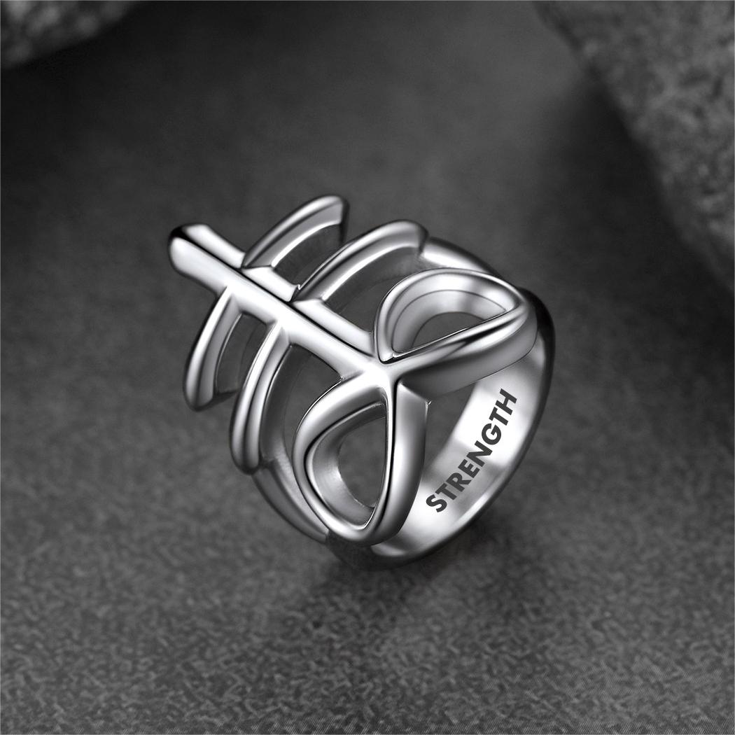 Satanic Leviathan Cross Stainless Steel Ring for