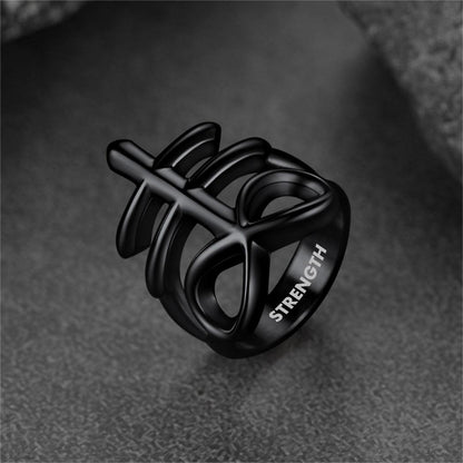 Satanic Leviathan Cross Stainless Steel Ring for