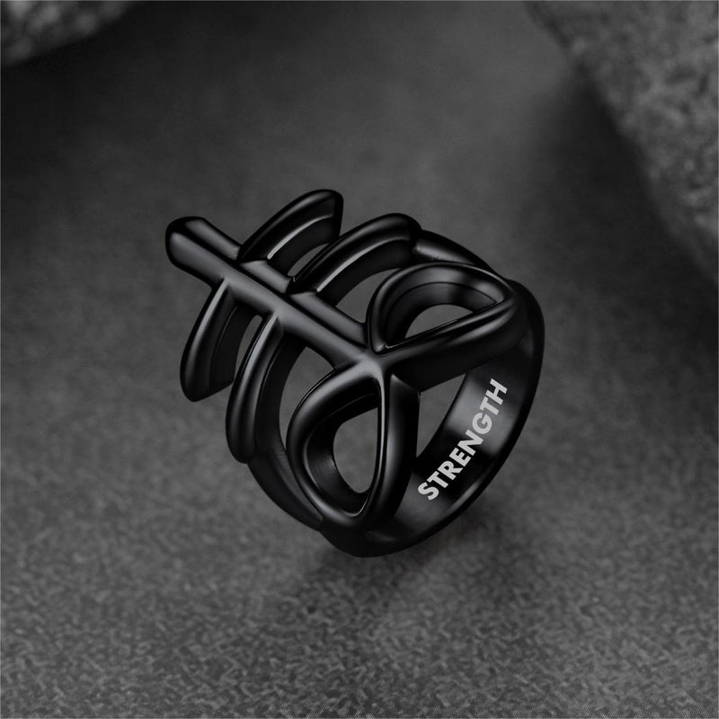 Satanic Leviathan Cross Stainless Steel Ring for