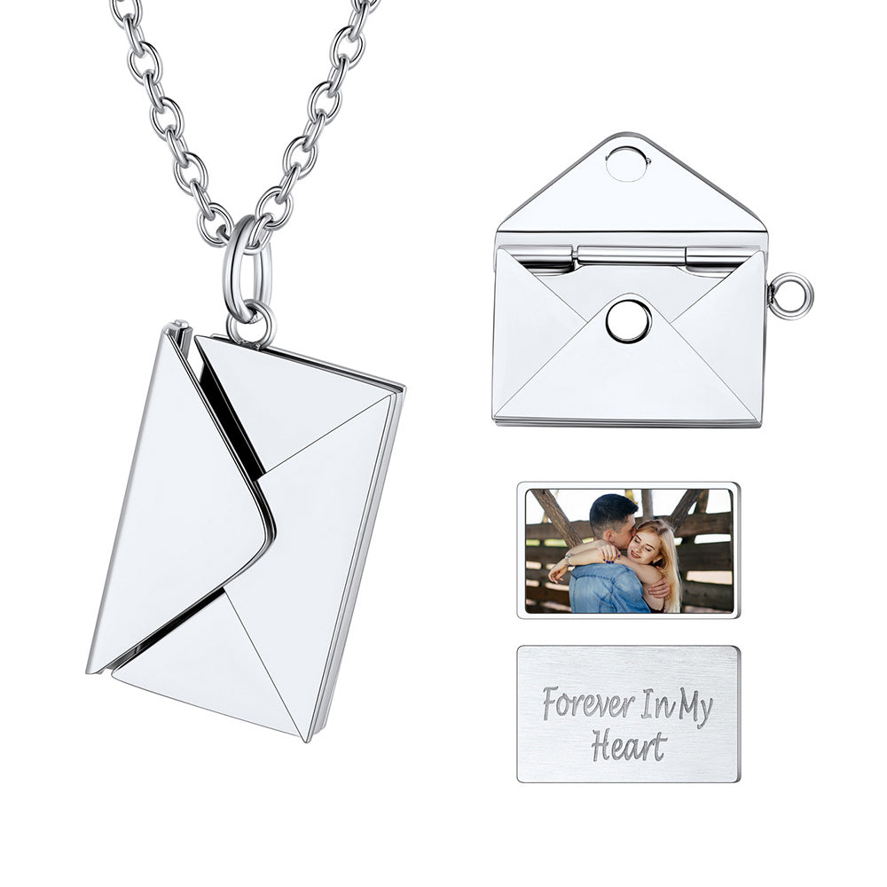 Personalized Envelope Picture Locket Necklace Gifts for Girl