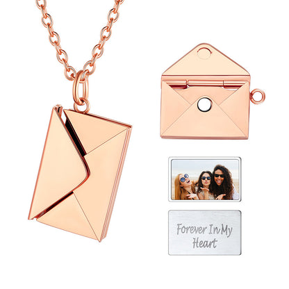 Personalized Envelope Picture Locket Necklace Gifts for Girl