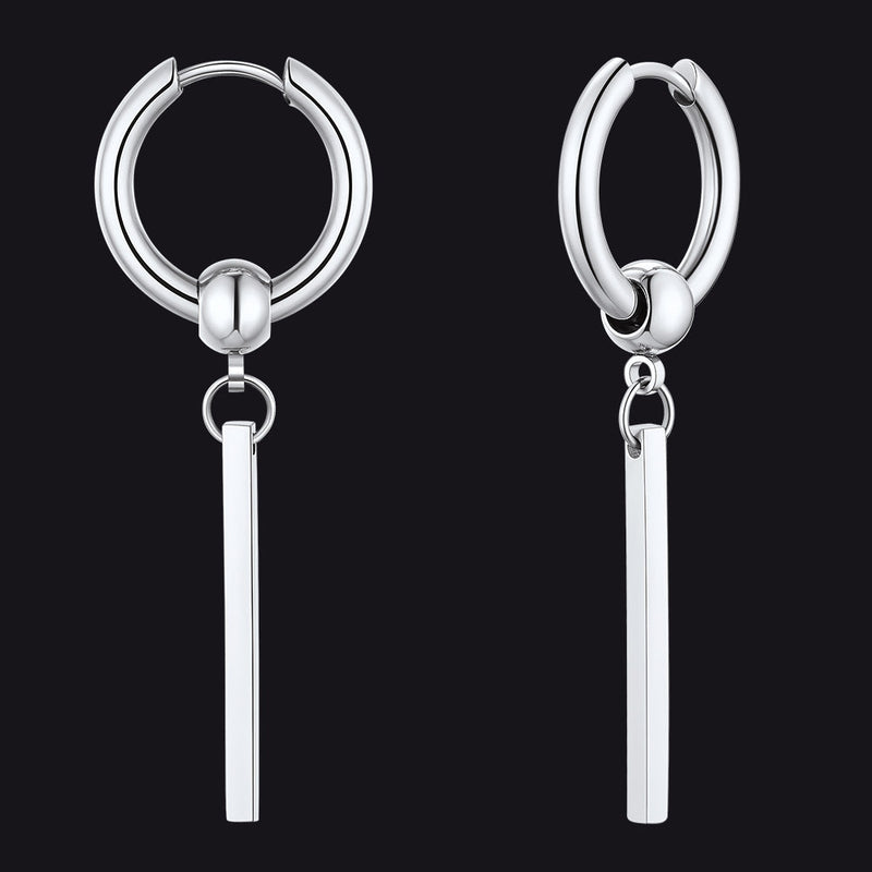 Punk Long Bar Drop Hoop Earrings for