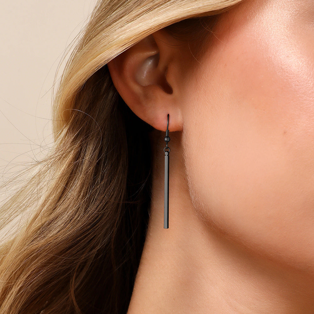 Minimal Long Vertical Bar Dangle Earrings for