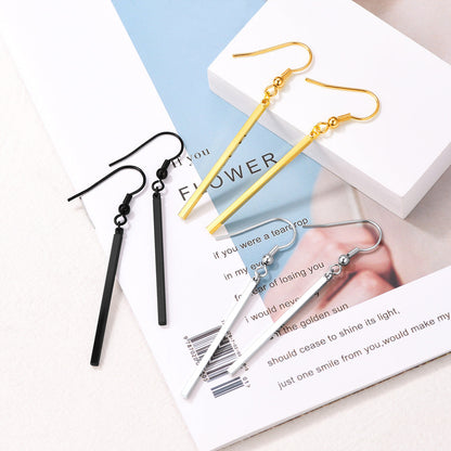 Minimal Long Vertical Bar Dangle Earrings for