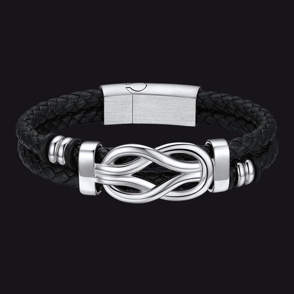 Customized Infinity Love Knot Leather Bracelet for