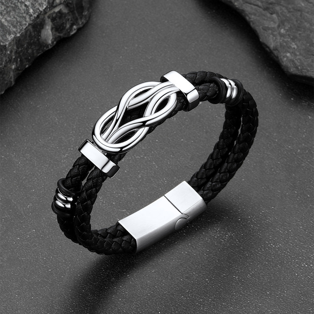 Customized Infinity Love Knot Leather Bracelet for