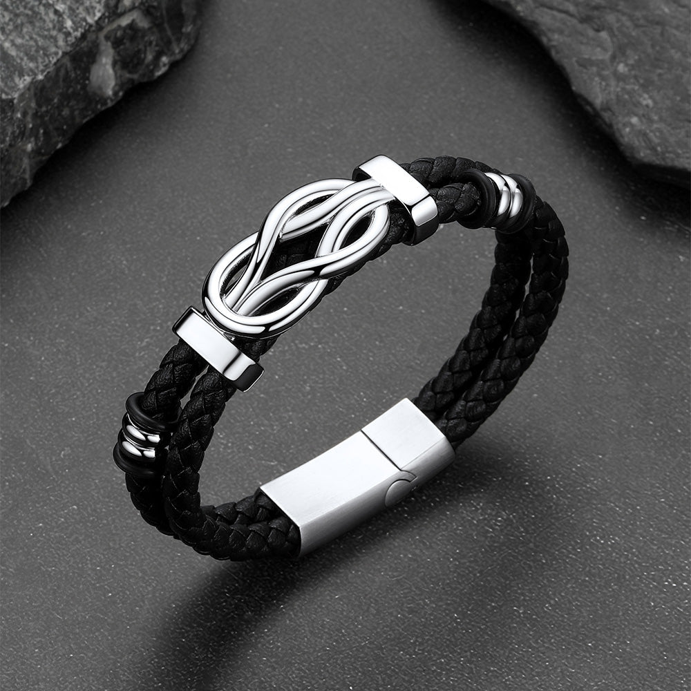 Customized Infinity Love Knot Leather Bracelet for