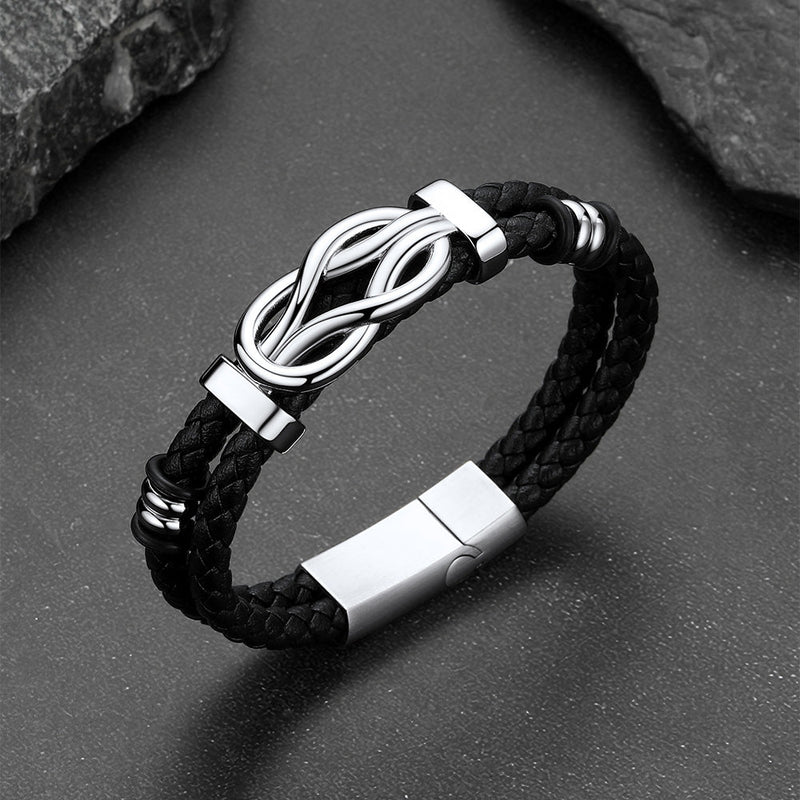 Customized Infinity Love Knot Leather Bracelet for