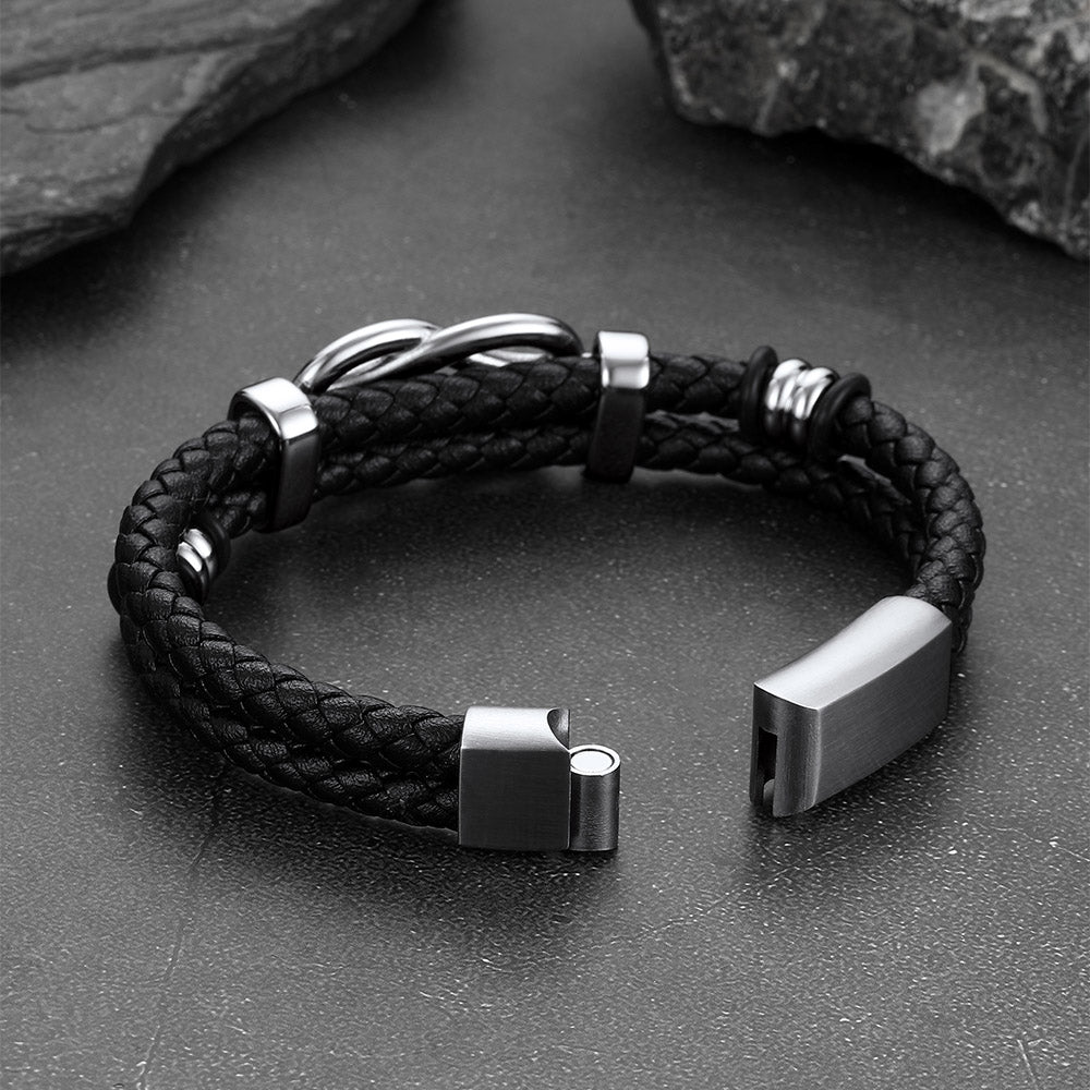 Customized Infinity Love Knot Leather Bracelet for