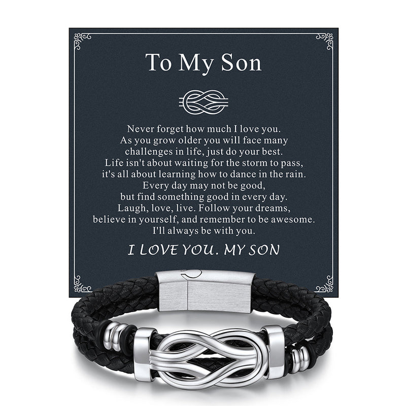 Customized Infinity Love Knot Leather Bracelet for