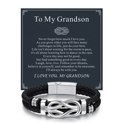 Customized Infinity Love Knot Leather Bracelet for