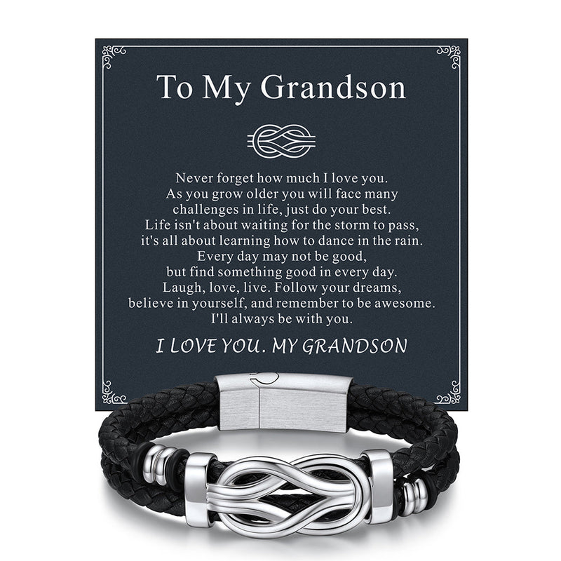 Customized Infinity Love Knot Leather Bracelet for