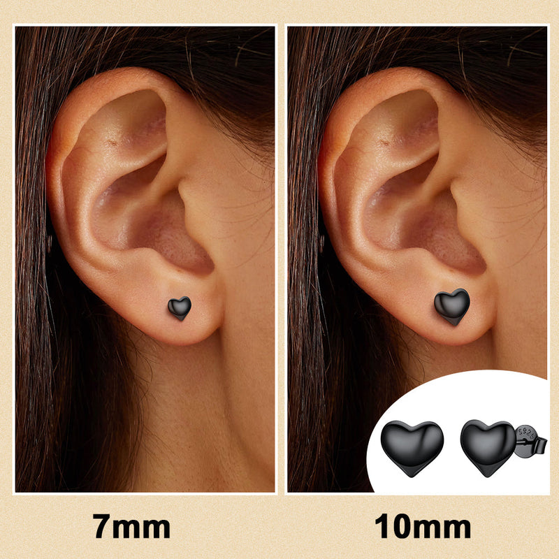 Sterling Silver Chunky Puffy Heart Stud Earrings for