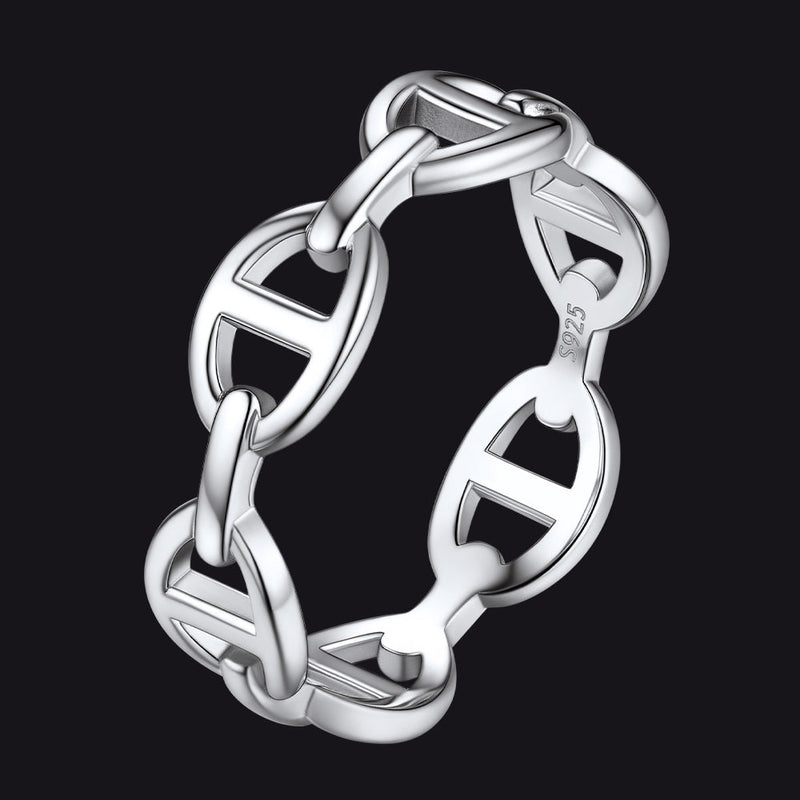 Sterling Silver Mariner Chain Link Ring for