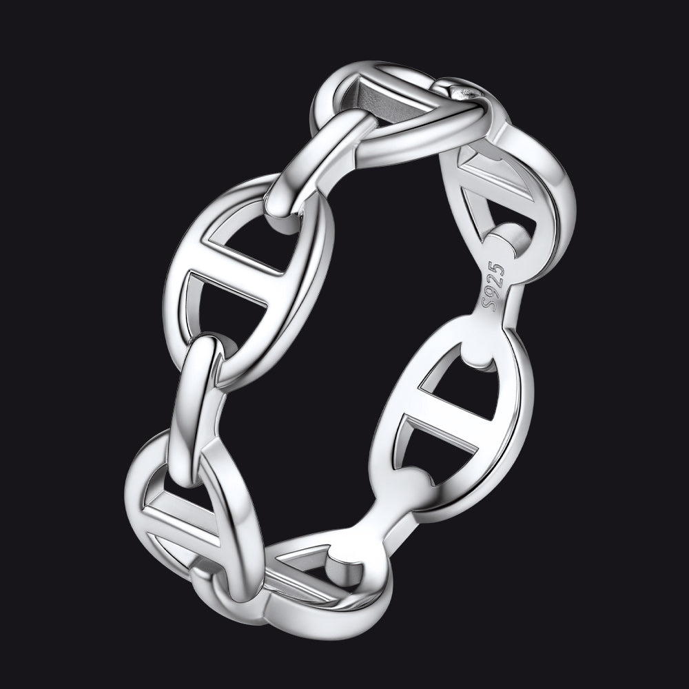 Sterling Silver Mariner Chain Link Ring for