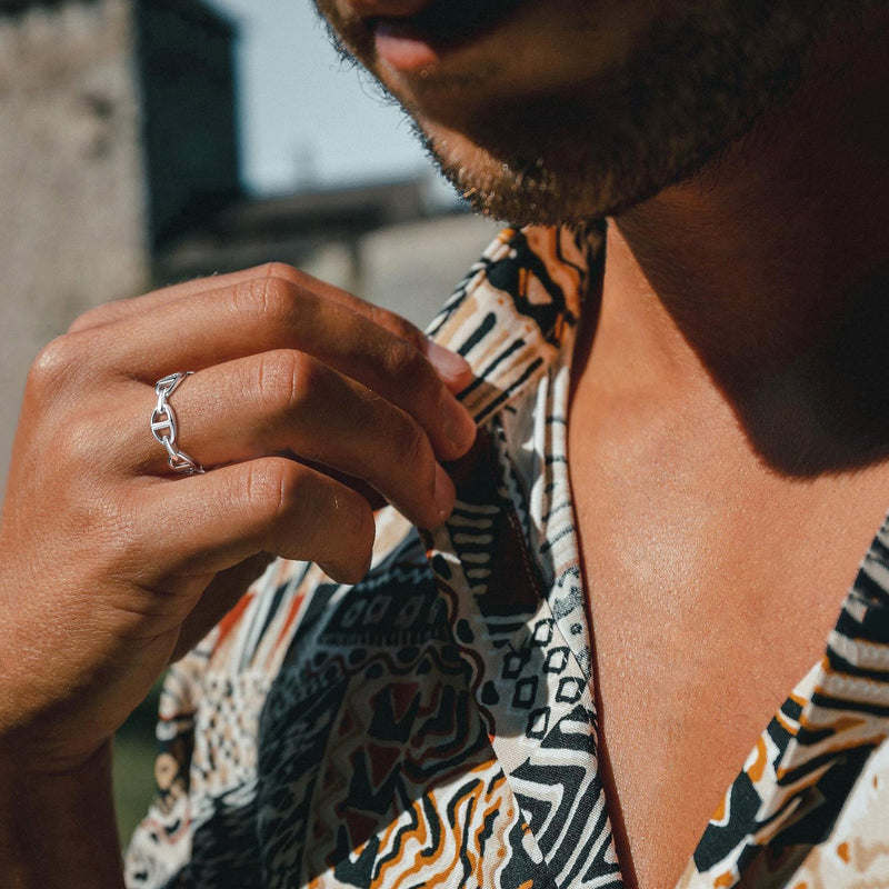 Sterling Silver Mariner Chain Link Ring for