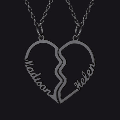 Custom Name Matching Heart Couple Necklaces Gift for Couple Mom Daughter