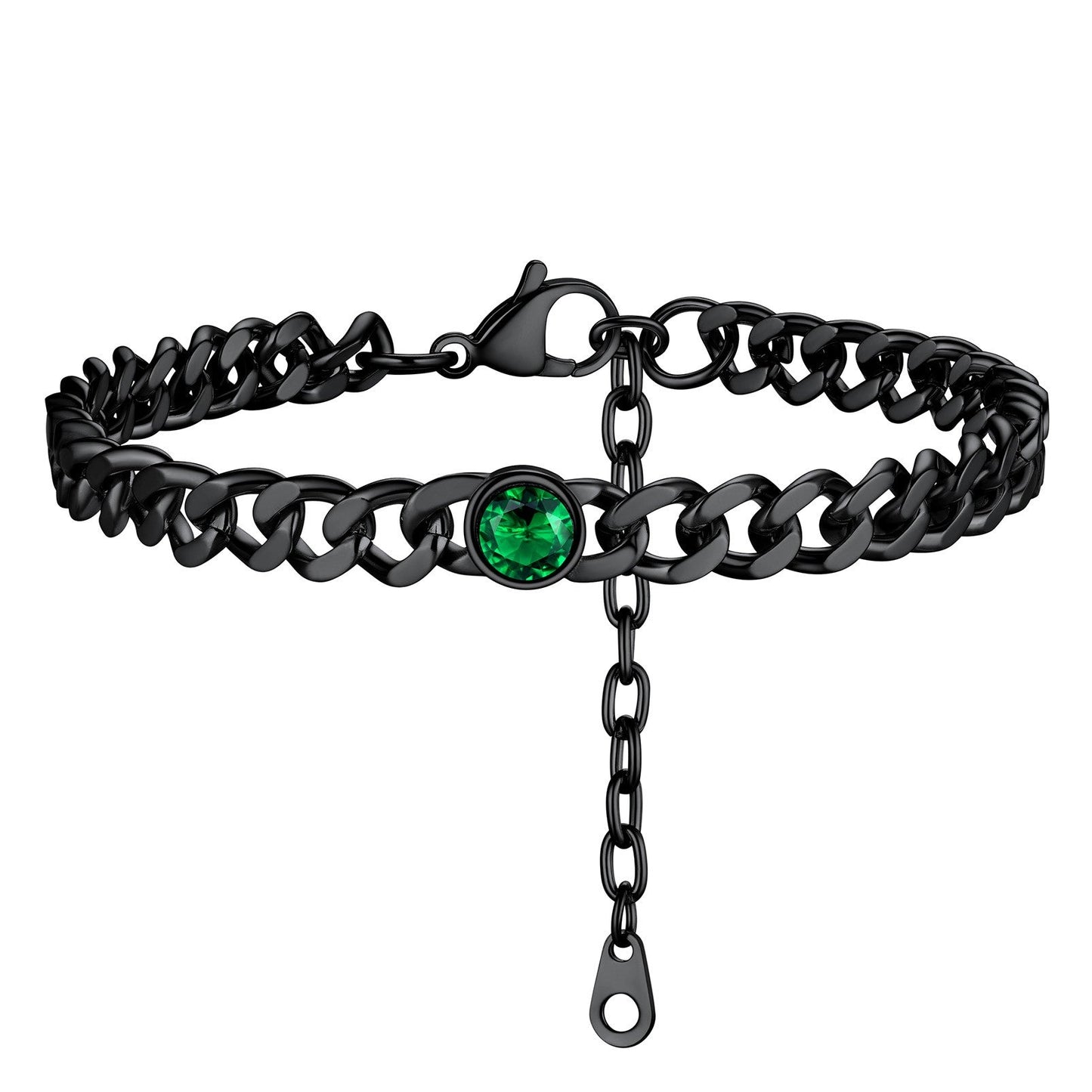 Personalized Birthstone Cuban Link Anklet for