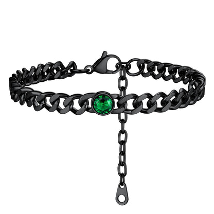Personalized Birthstone Cuban Link Anklet for