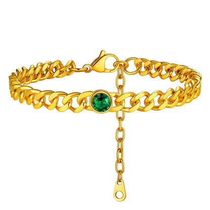 Personalized Birthstone Cuban Link Anklet for