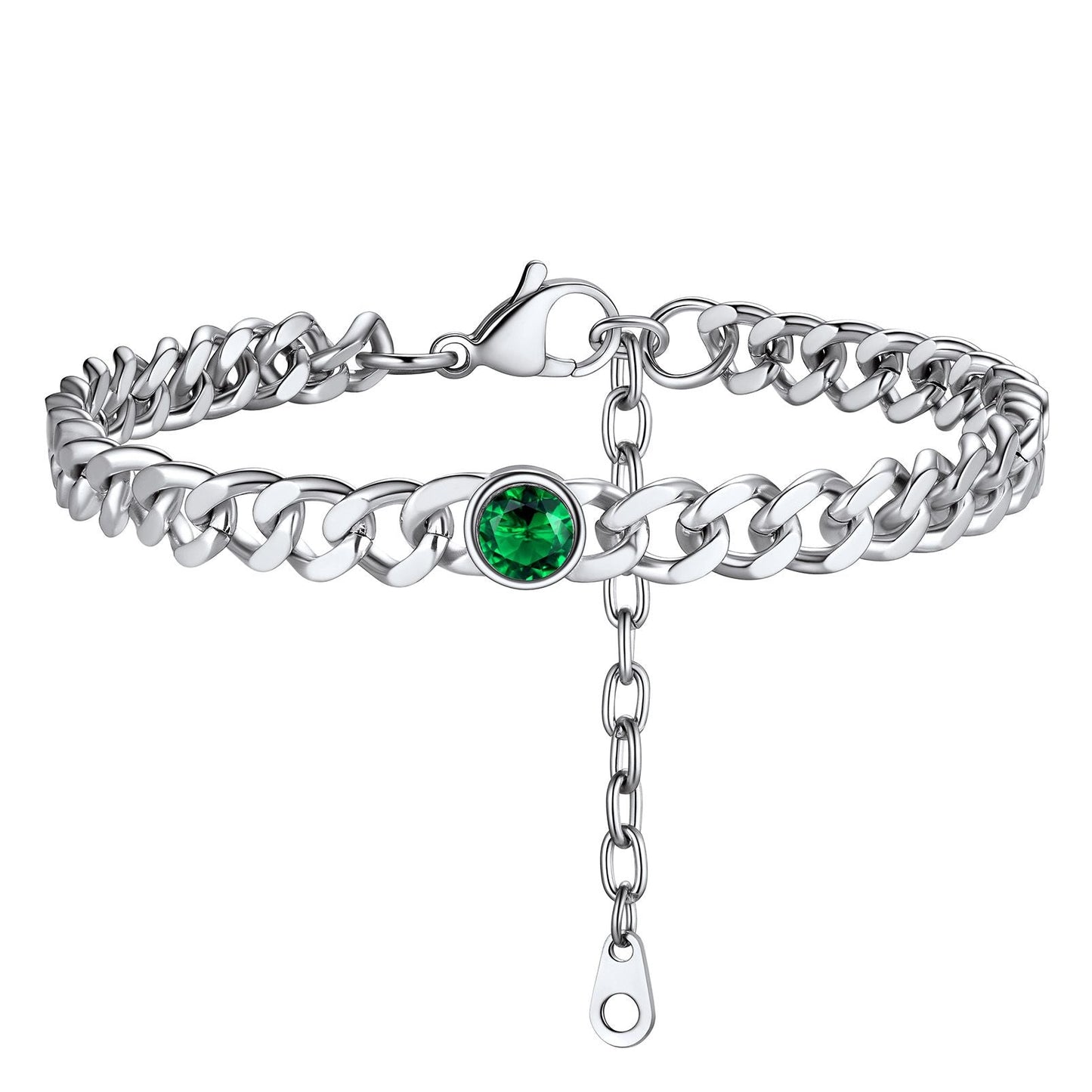 Personalized Birthstone Cuban Link Anklet for