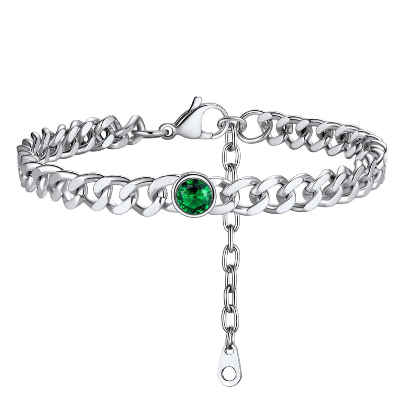 Personalized Birthstone Cuban Link Anklet for
