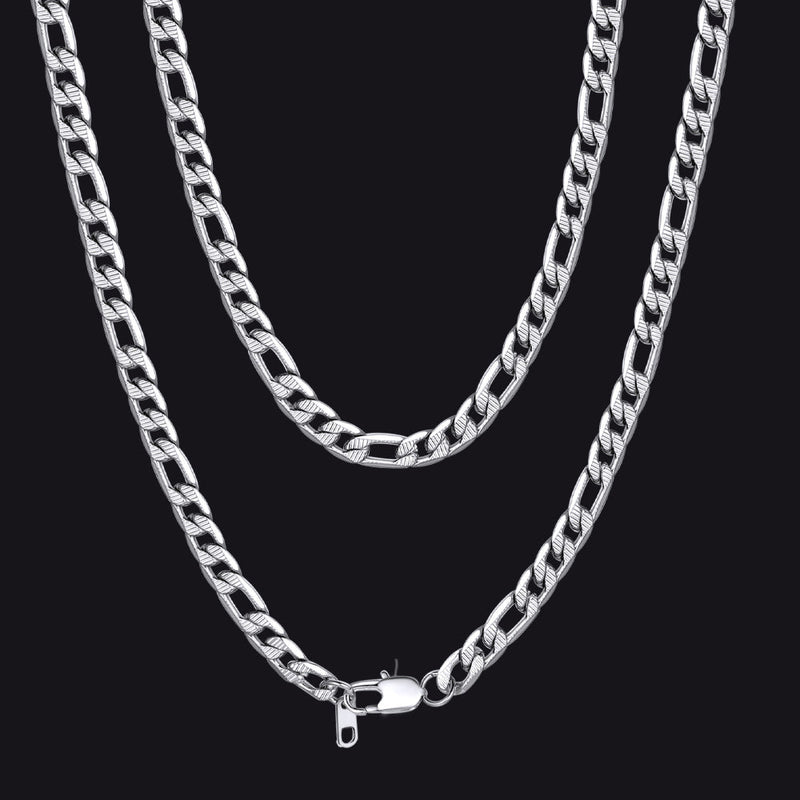 Figaro Curb Chain Link Necklace, 6/7.5/10 Mm Width