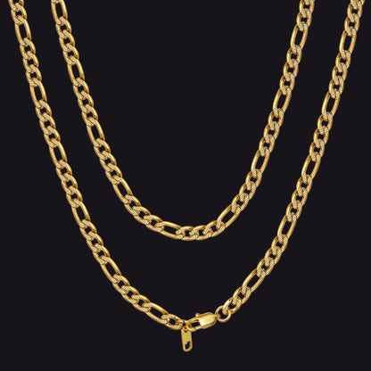 Figaro Curb Chain Link Necklace, 6/7.5/10 Mm Width