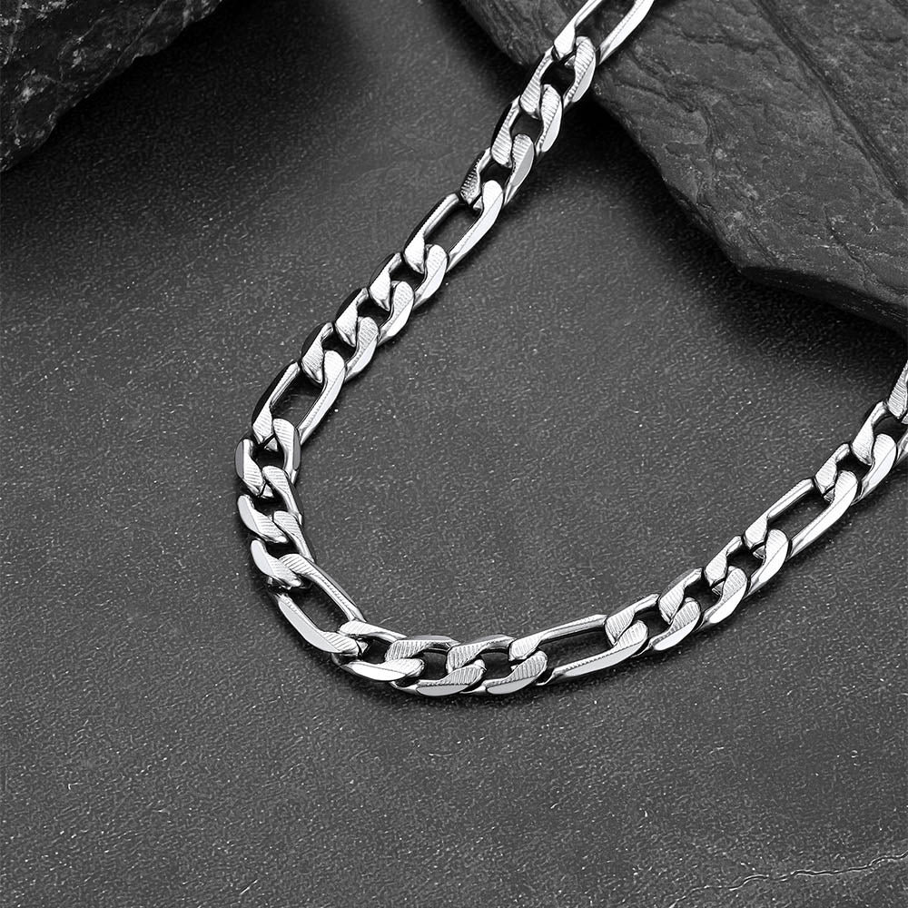 Figaro Curb Chain Link Necklace, 6/7.5/10 Mm Width