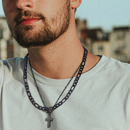 Figaro Curb Chain Link Necklace, 6/7.5/10 Mm Width