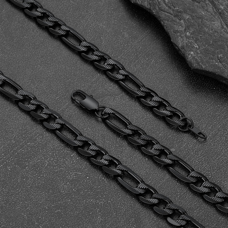 Figaro Curb Chain Link Necklace, 6/7.5/10 Mm Width
