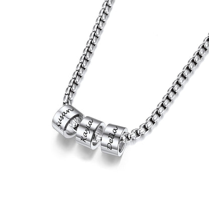 Customized Engraved Name Beads Chain Necklace for