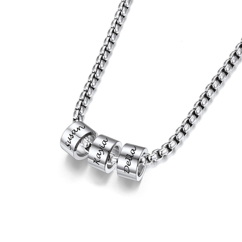 Customized Engraved Name Beads Chain Necklace for