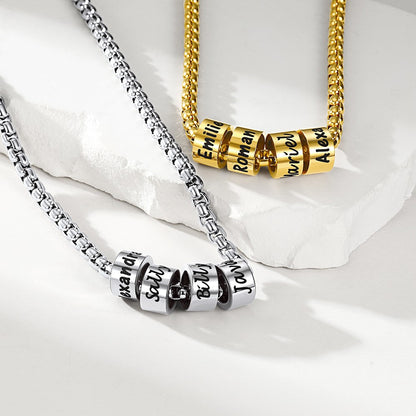 Customized Engraved Name Beads Chain Necklace for