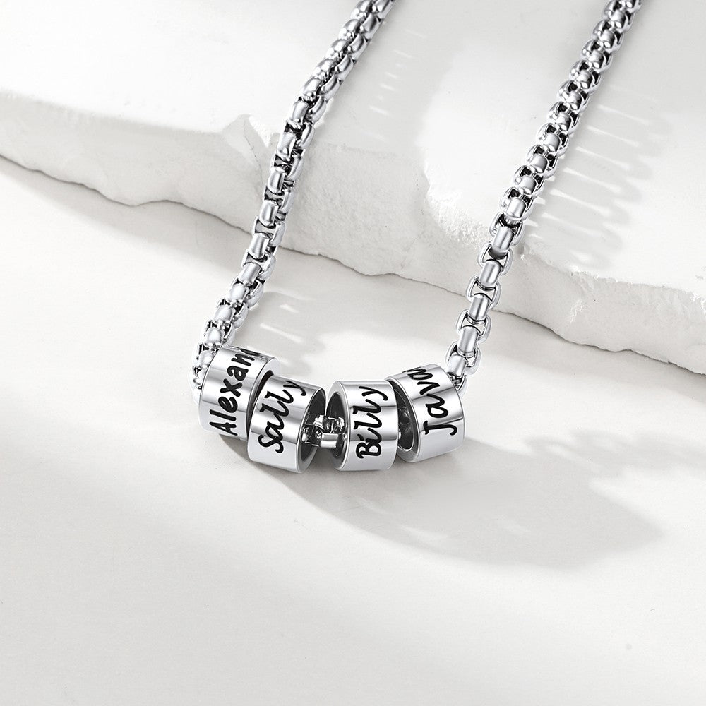 Customized Engraved Name Beads Chain Necklace for