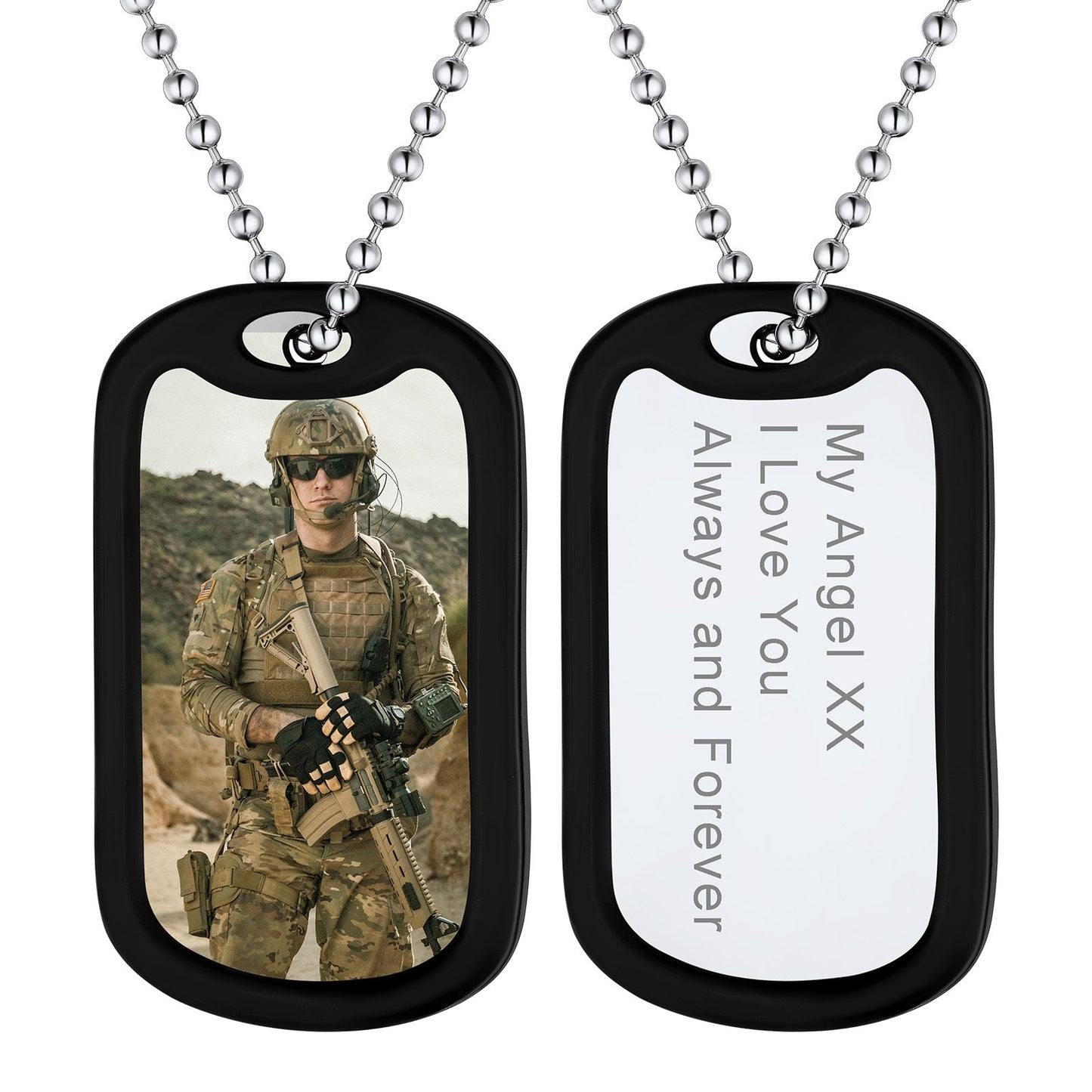 Personalized Military Army Photo Dog Tag Necklace With Picture for