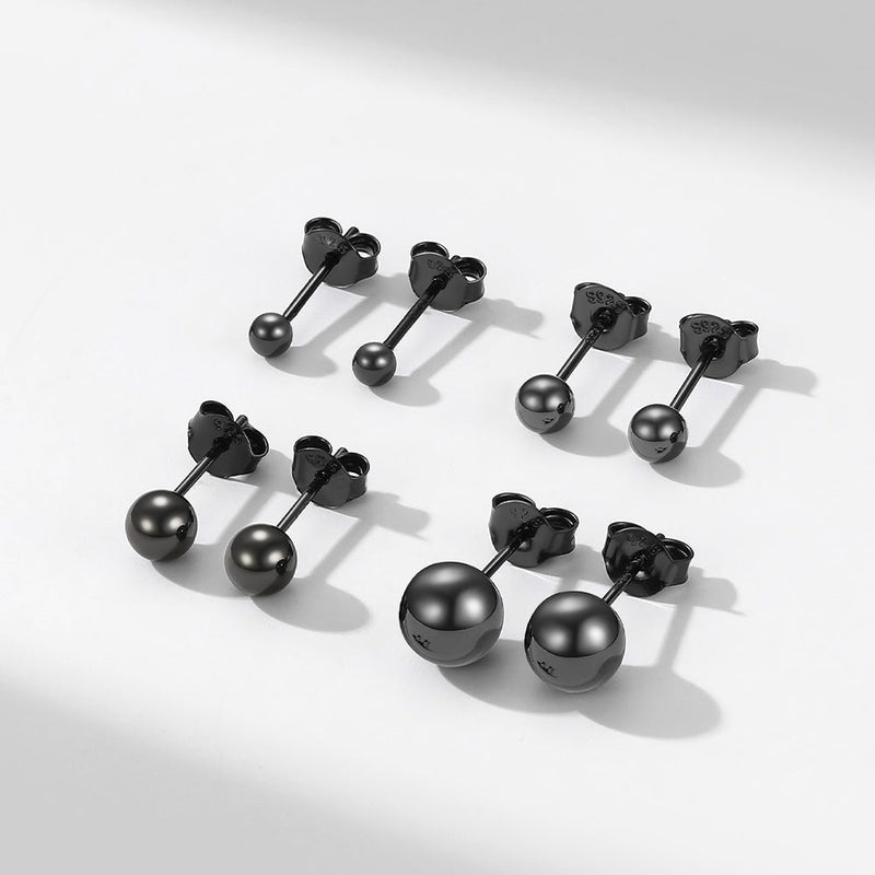 S925 Silver Minimalist Ball Stud Earrings for