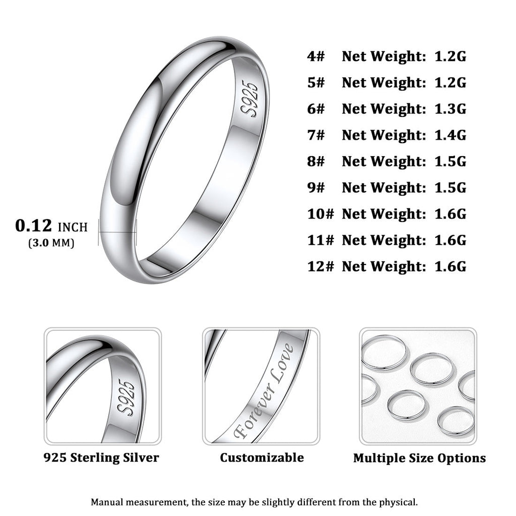 Sterling Silver Minimalist Band Ring for Couple