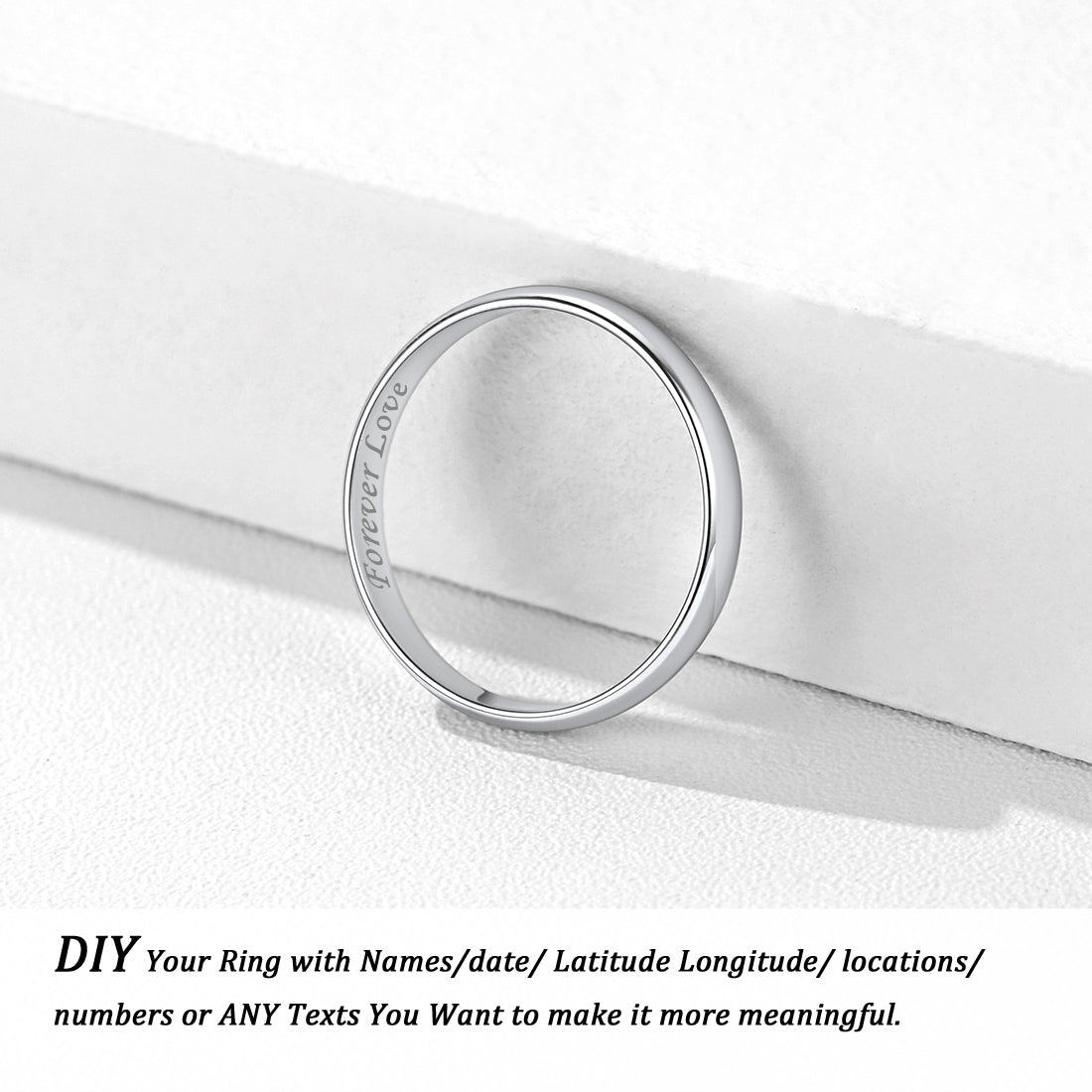 Sterling Silver Minimalist Band Ring for Couple