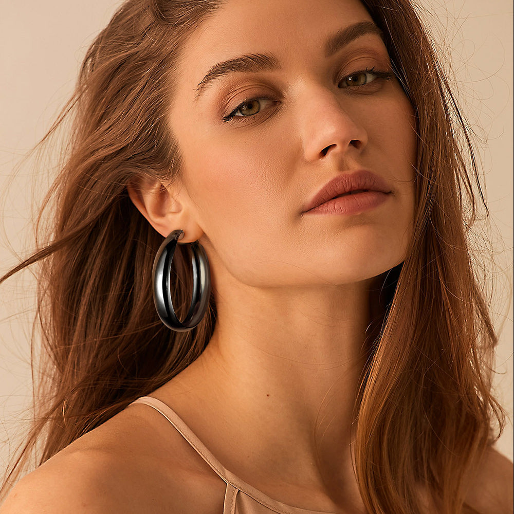 Minimalist Circle Round Huggie Hoop Earrings for , 40/60/80mm