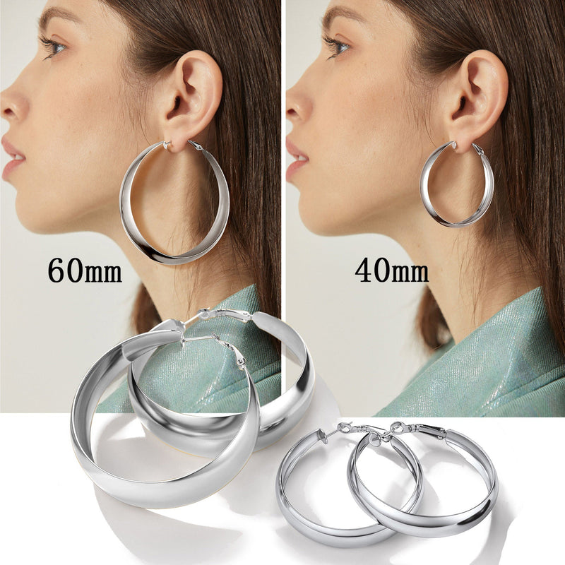 Minimalist Circle Round Huggie Hoop Earrings for , 40/60/80mm