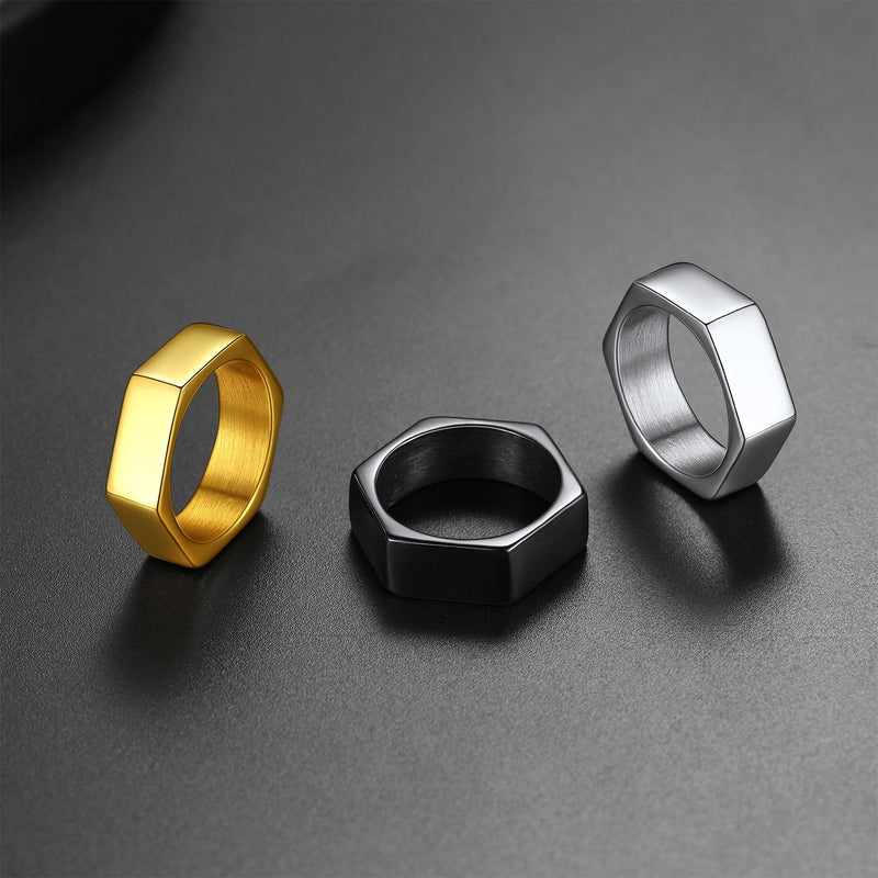 Custom 7mm Minimalist Geometric Band Ring for