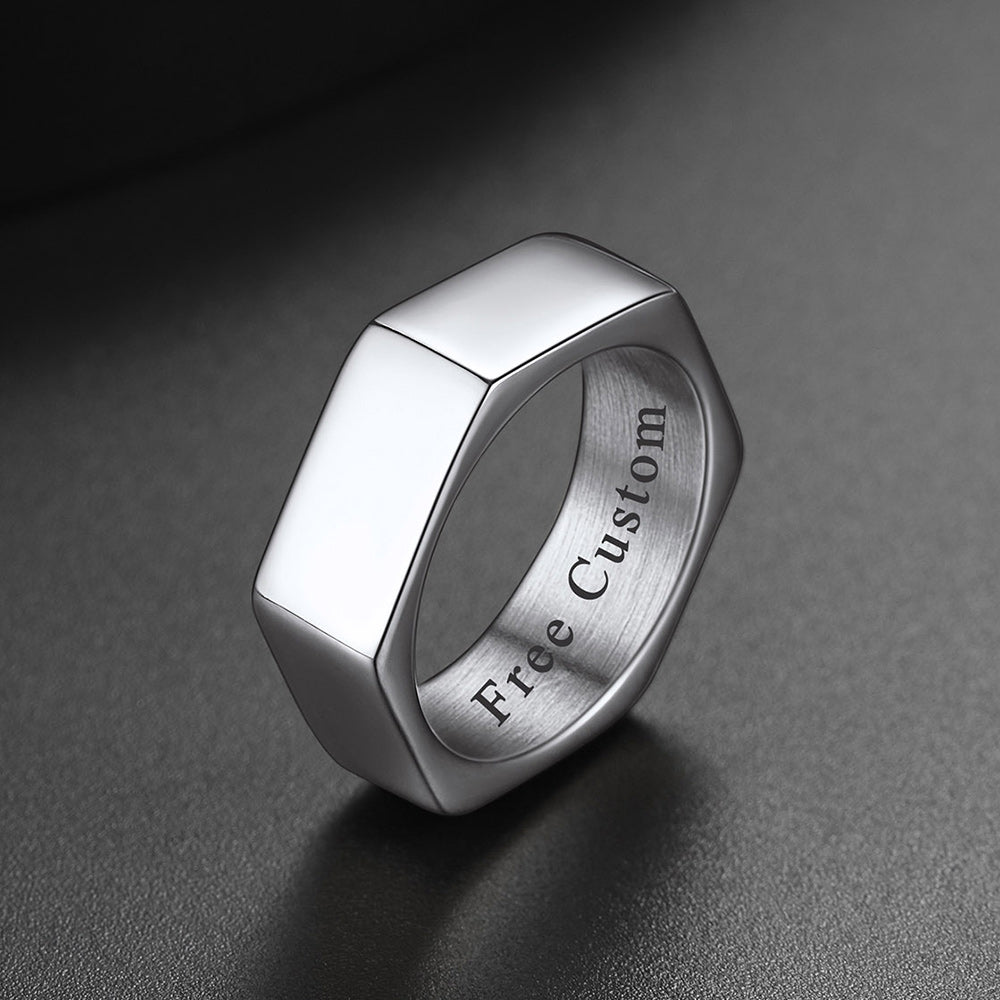 Custom 7mm Minimalist Geometric Band Ring for
