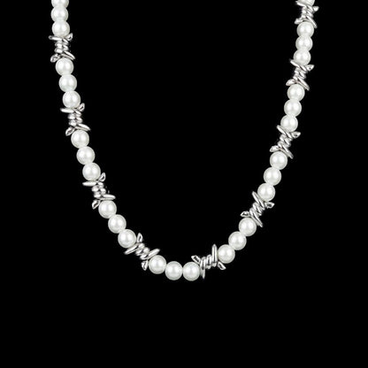 Pearl Barb Wire Necklace