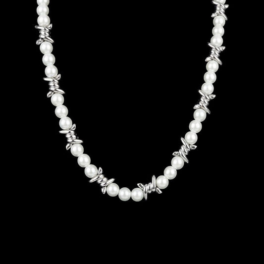 Pearl Barb Wire Necklace