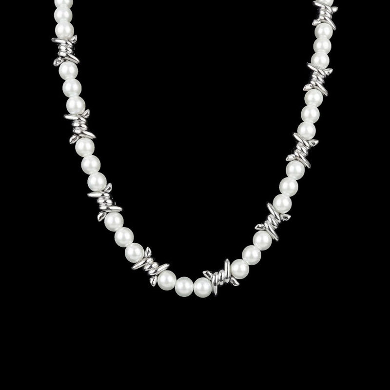 Pearl Barb Wire Necklace