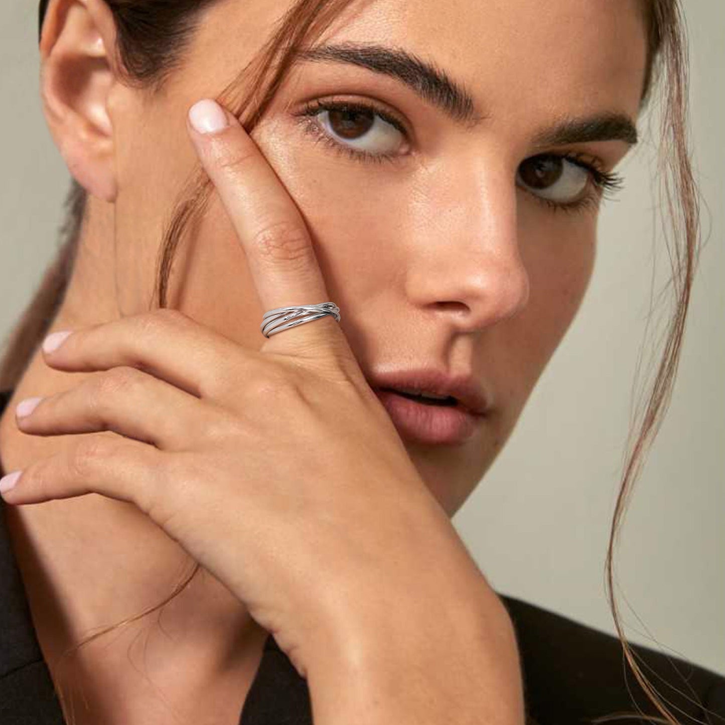 925 Sterling Silver Multi Interlocked Rolling Stackable Ring