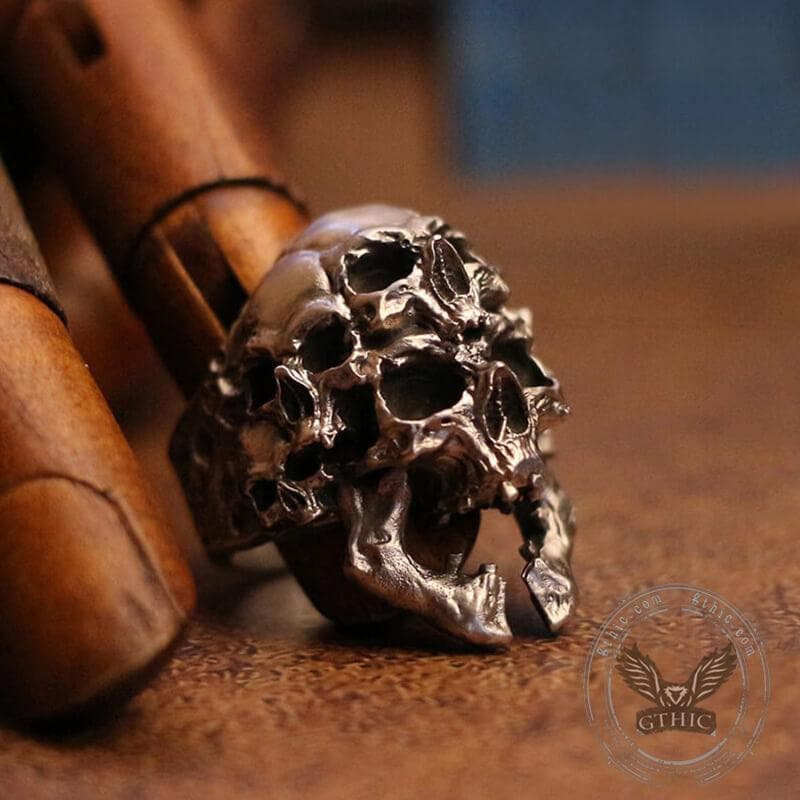 Multifaceted Skull Sterling Silver Ring