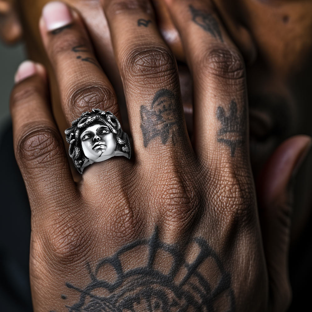 Mythology Medusa Snake Stainless Steel Ring for